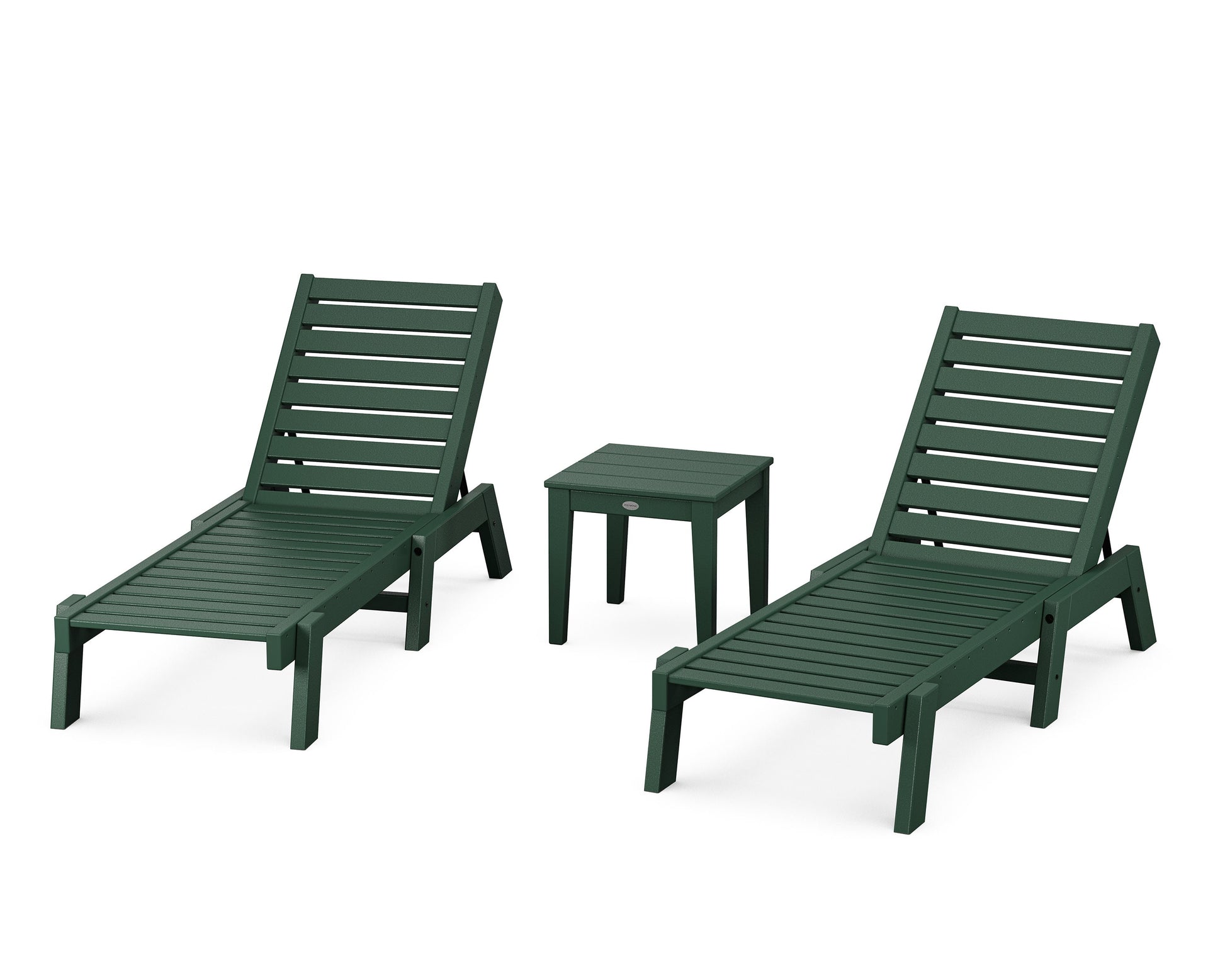 POLYWOOD Captain Chaise 3-Piece Set — Green