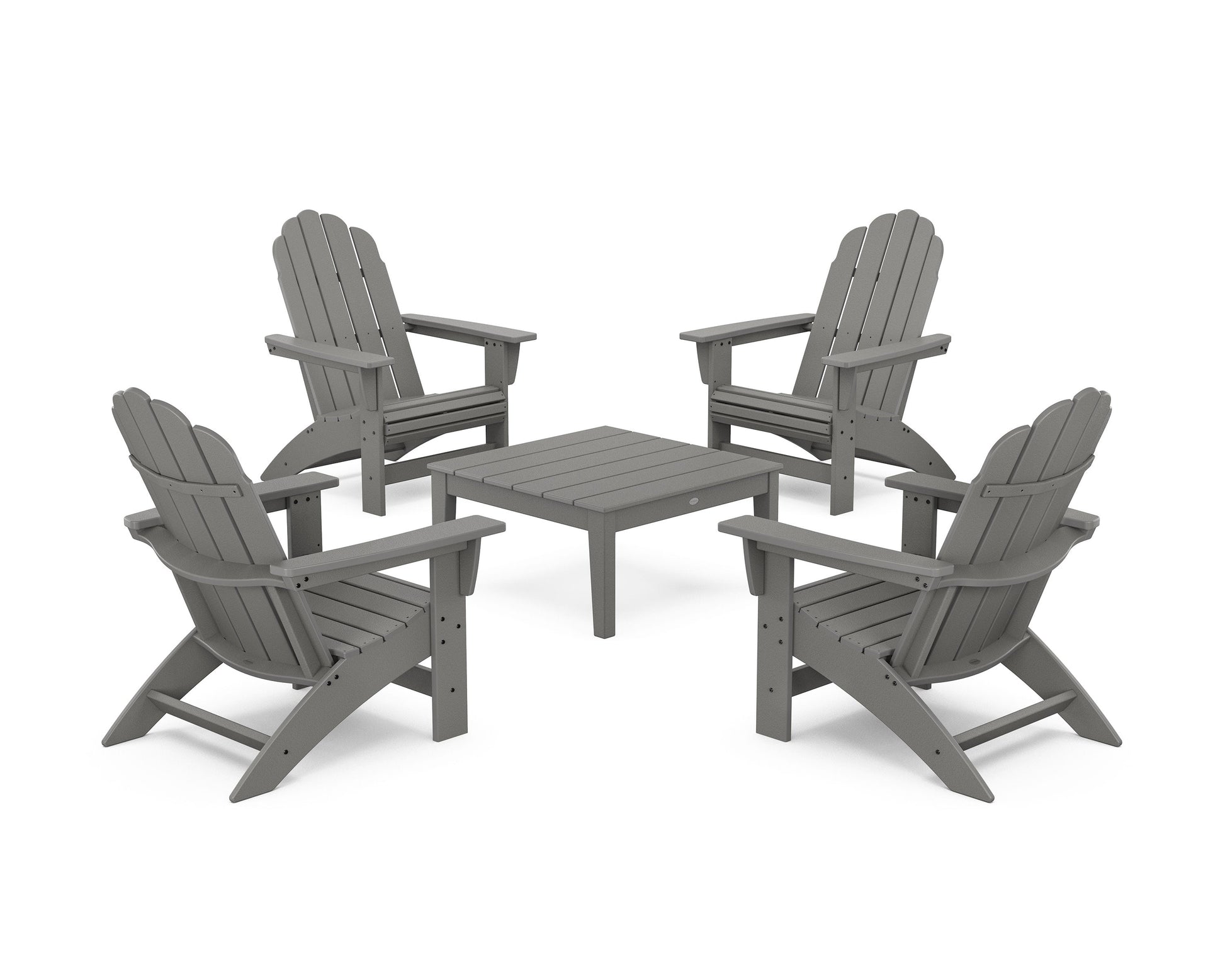 POLYWOOD 5-Piece Vineyard Grand Adirondack Chair Conversation Group — Slate Grey