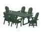 POLYWOOD Vineyard Curveback Adirondack Swivel Chair 7-Piece Dining Set — Green