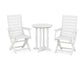 POLYWOOD Captain Folding Chair 3-Piece Round Bistro Dining Set — White