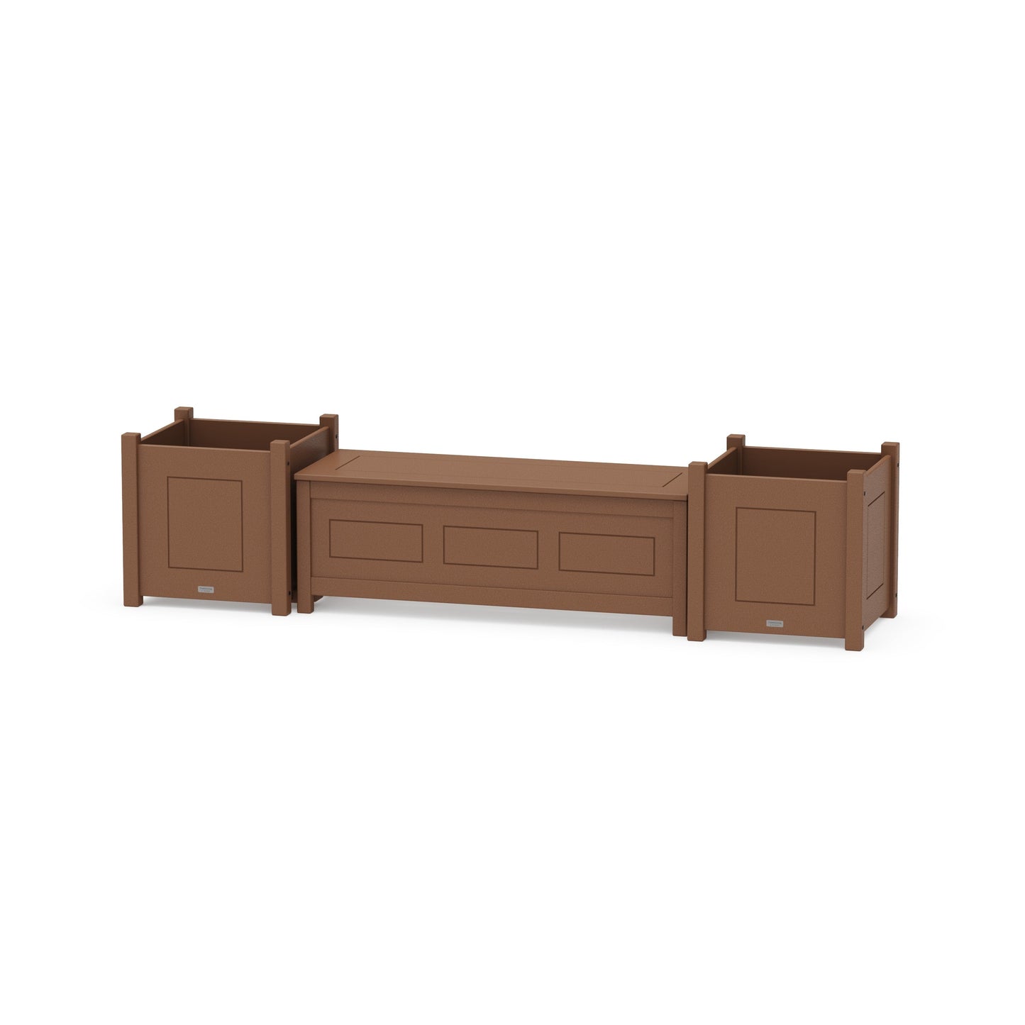 POLYWOOD 48" Country Living Straight Planter Storage Bench Set- Large — Teak