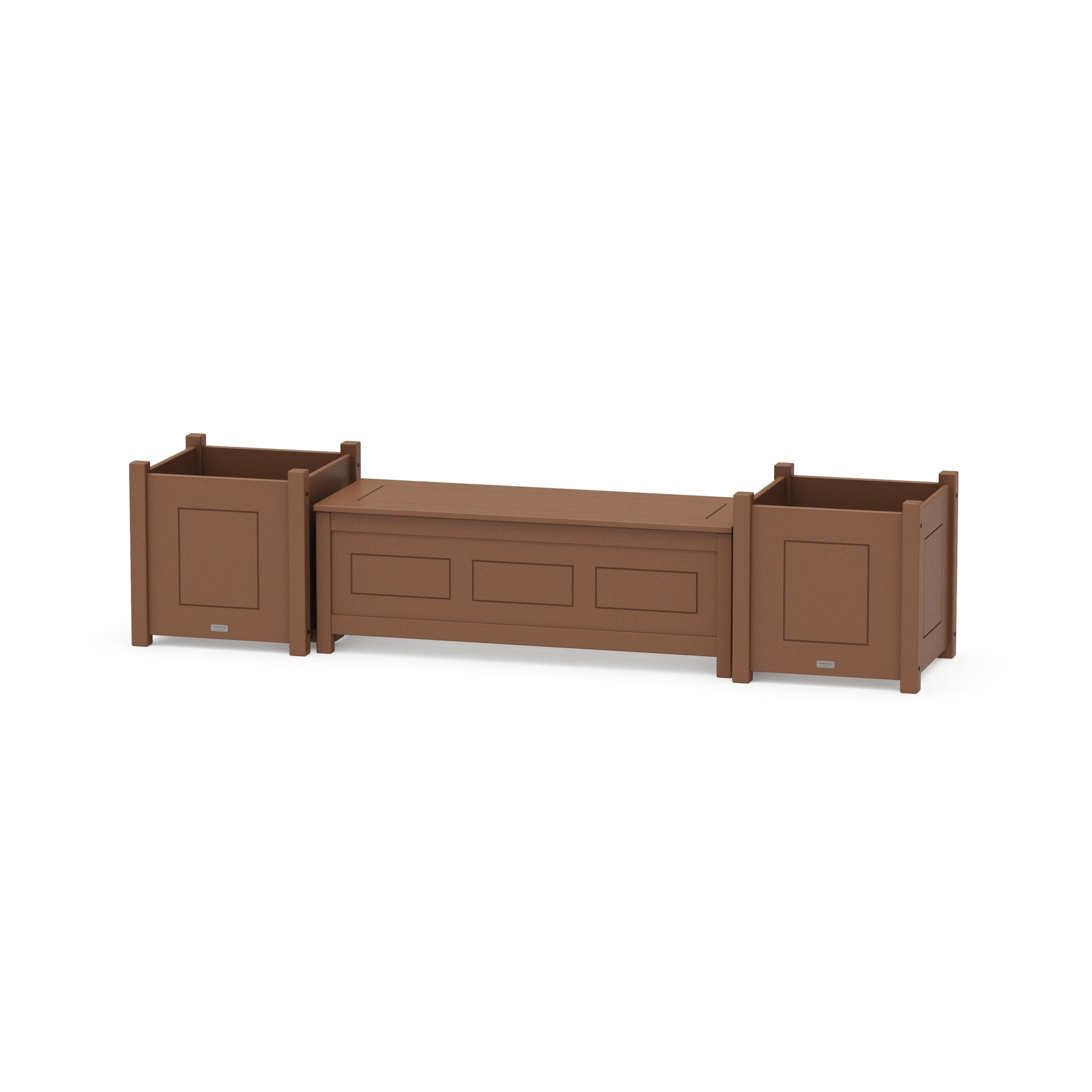 POLYWOOD 48" Country Living Straight Planter Storage Bench Set- Large — Teak
