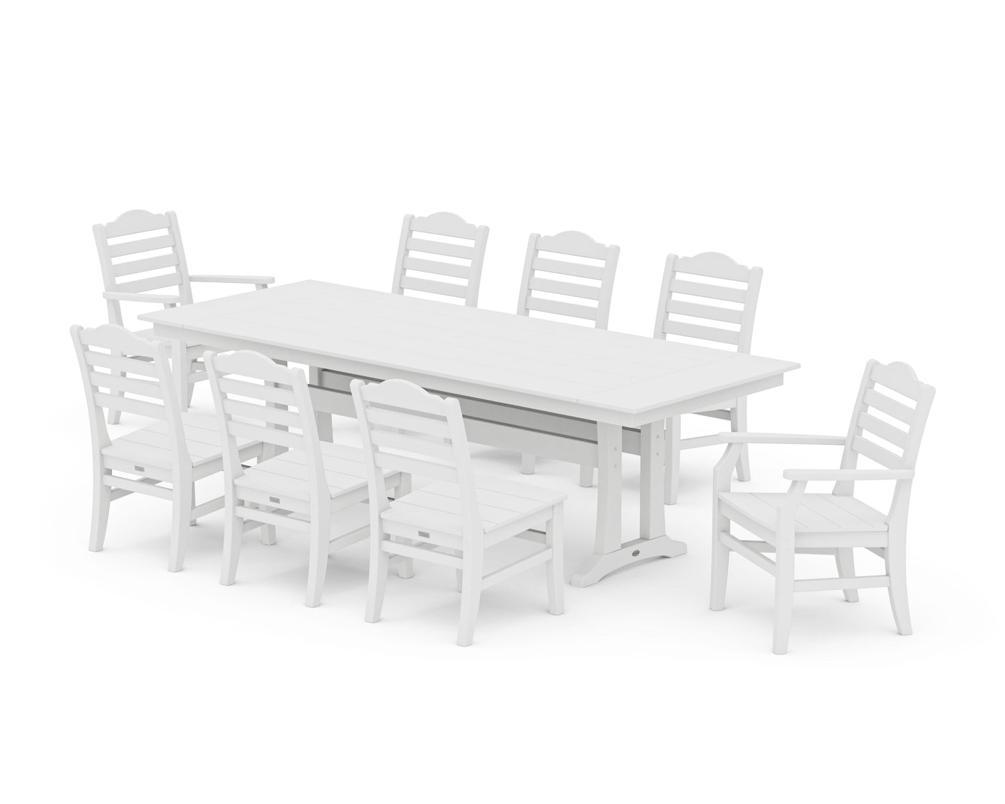 POLYWOOD Savannah 9-Piece Farmhouse Dining Set with Trestle Legs — White