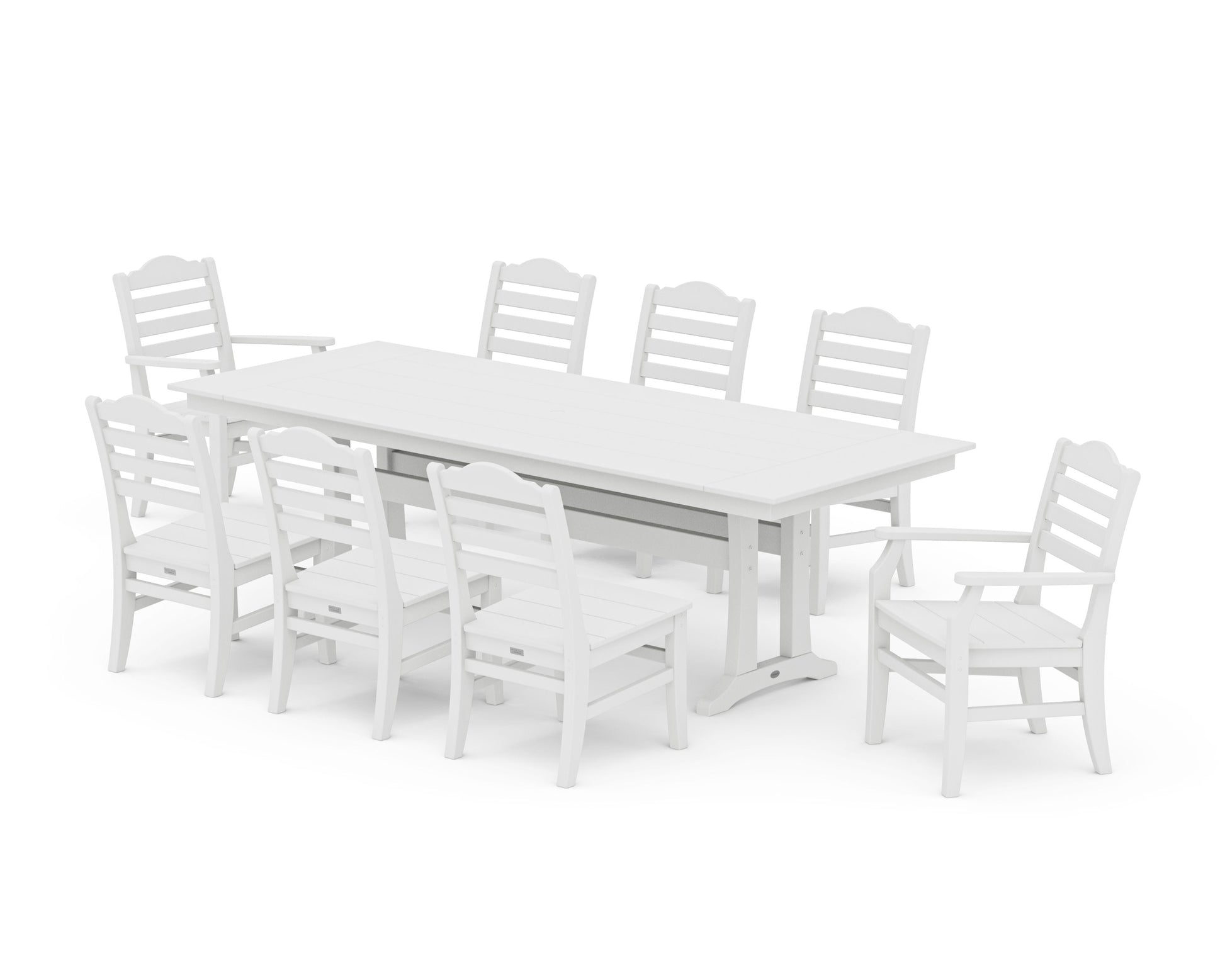 POLYWOOD Savannah 9-Piece Farmhouse Dining Set with Trestle Legs — White