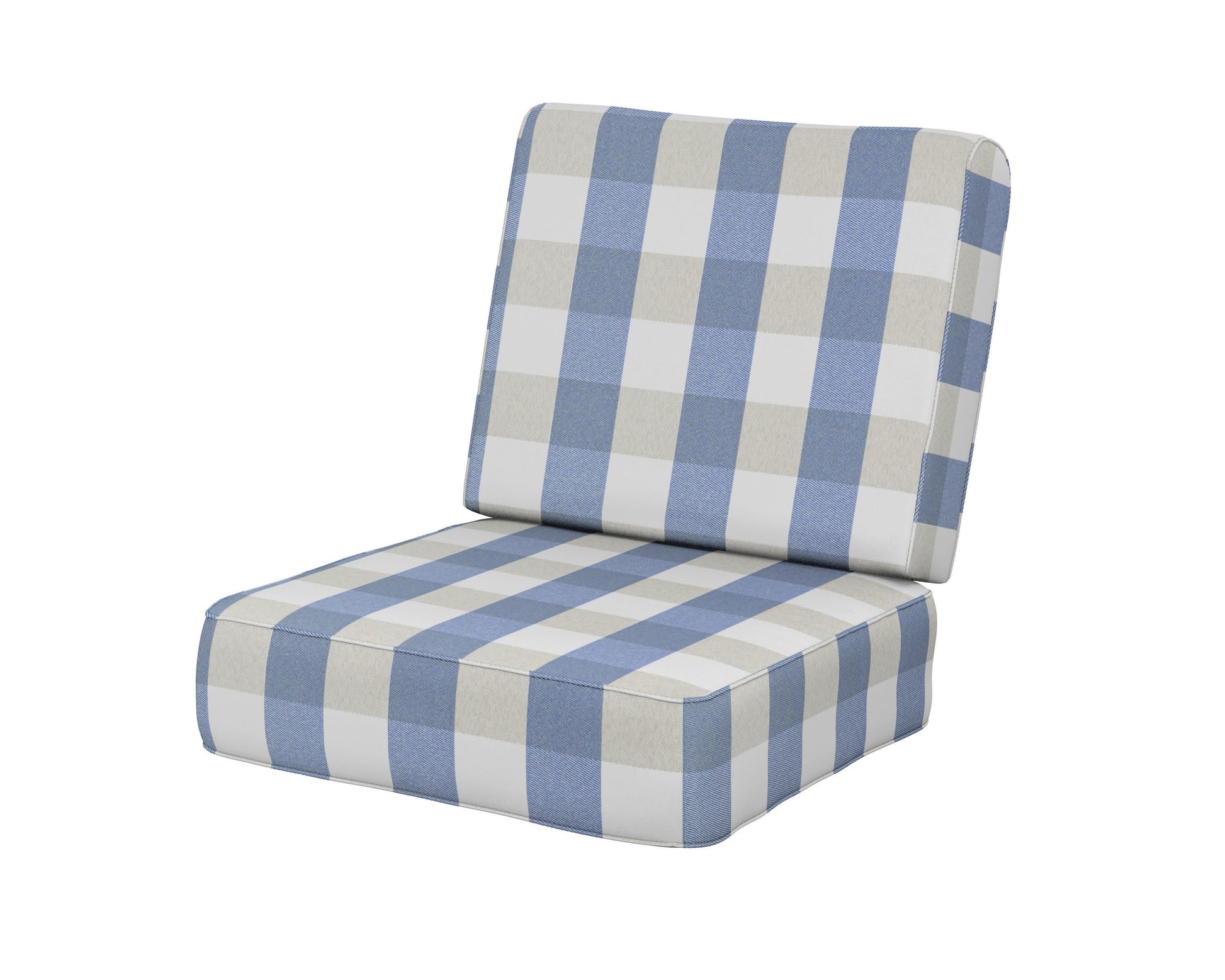 POLYWOOD Ateeva Harbour Seat and Back Cushion — Buffalo Plaid Sky Blue