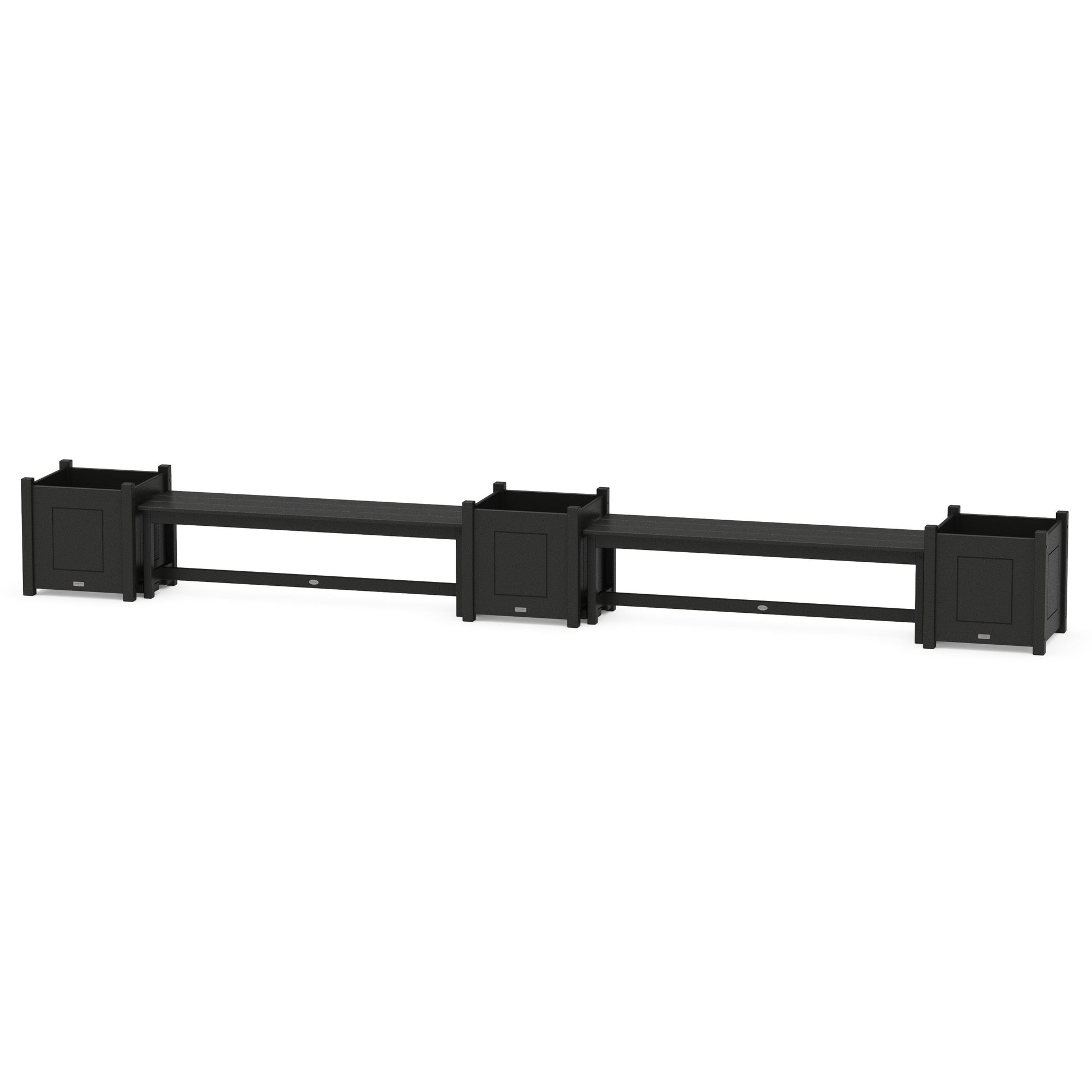 POLYWOOD 60" Country Living Straight Double Planter Bench Set - Large — Black