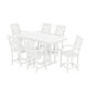 POLYWOOD Chinoiserie Arm Chair 7-Piece Farmhouse Counter Set — White