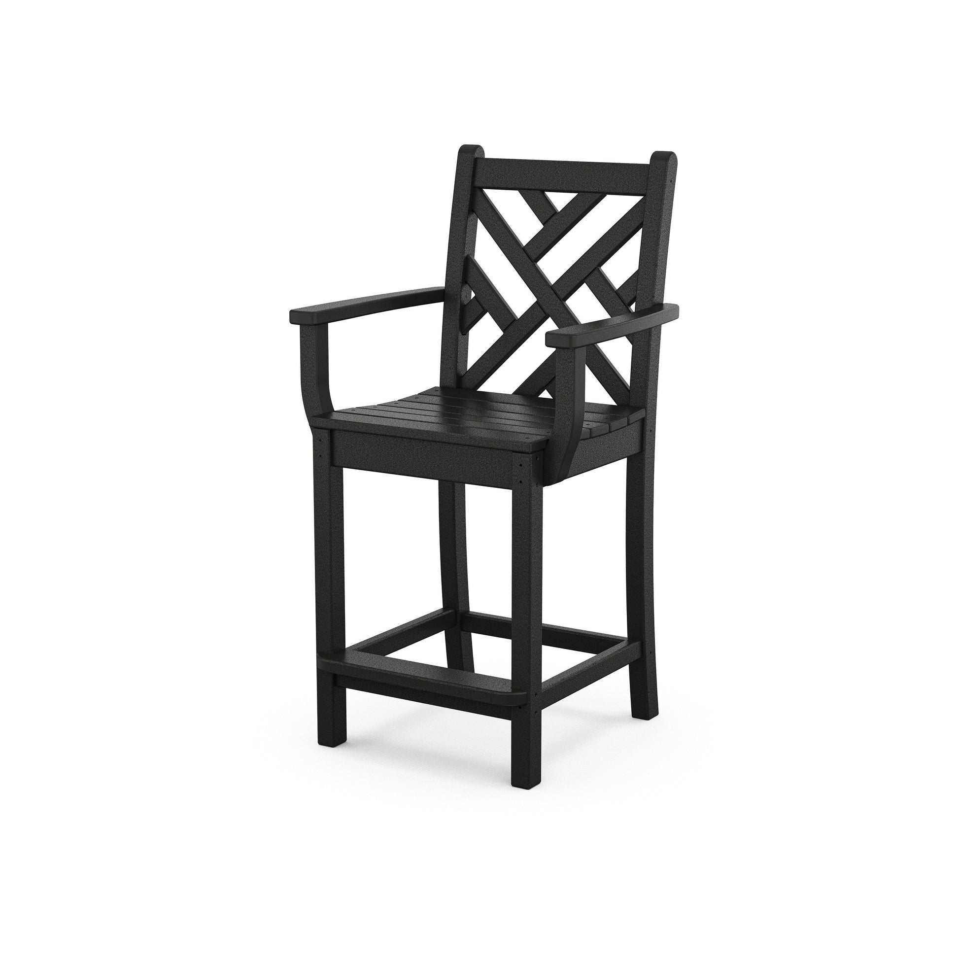 POLYWOOD Chippendale Counter Arm Chair — Black