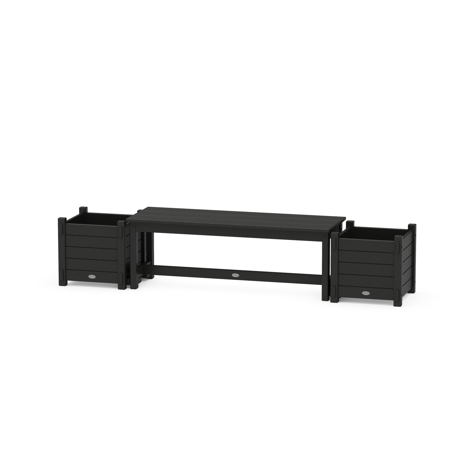 POLYWOOD 48" Nautical Straight Planter Bench Set — Black