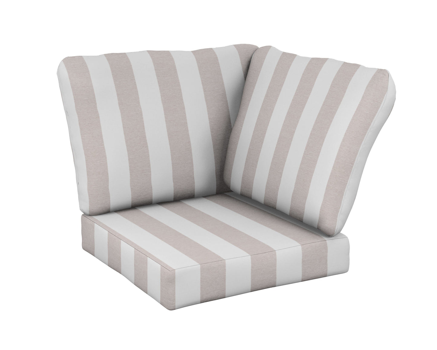 POLYWOOD Baffle Modular Corner Cushion — Cabana Stripe Dune Burlap