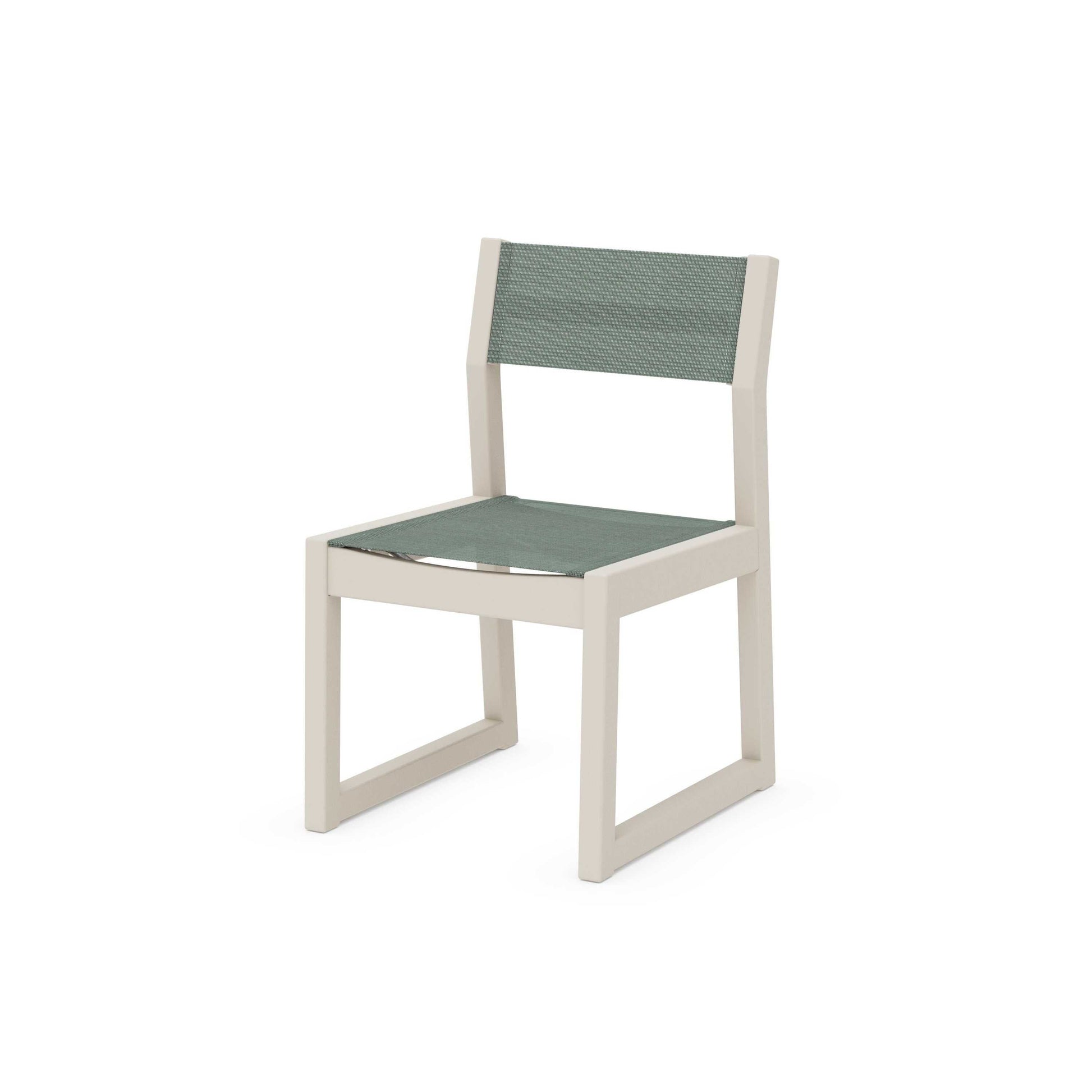 POLYWOOD EDGE Sling Dining Side Chair — Sand / Dupioni Sea Mist Sling