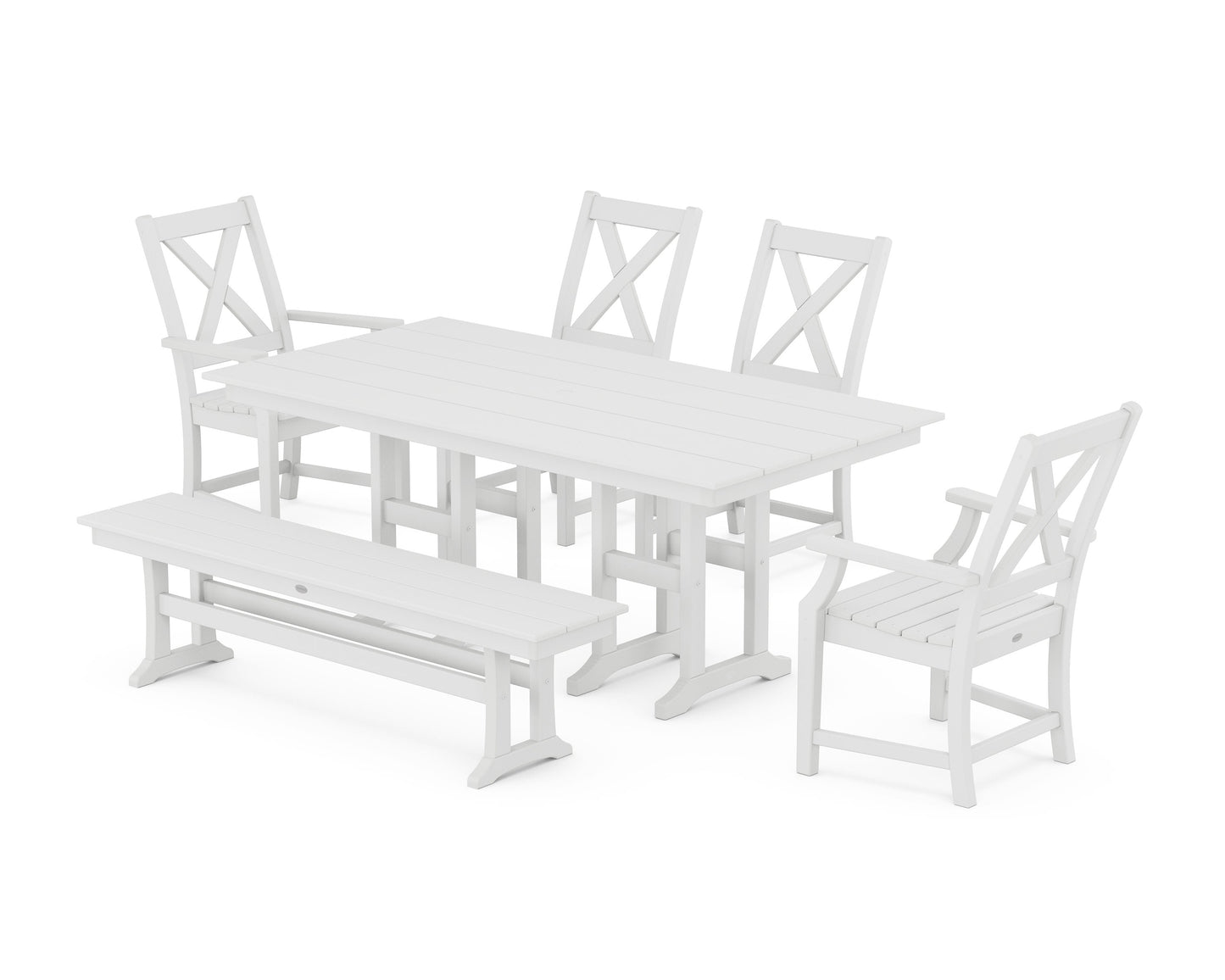 POLYWOOD Braxton 6-Piece Farmhouse Dining Set — White