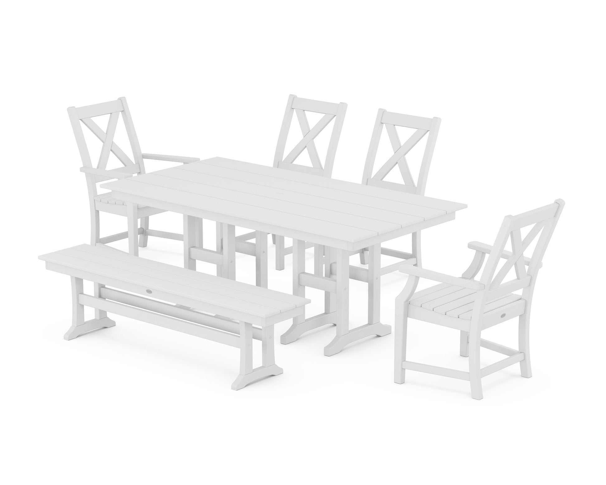 POLYWOOD Braxton 6-Piece Farmhouse Dining Set — White