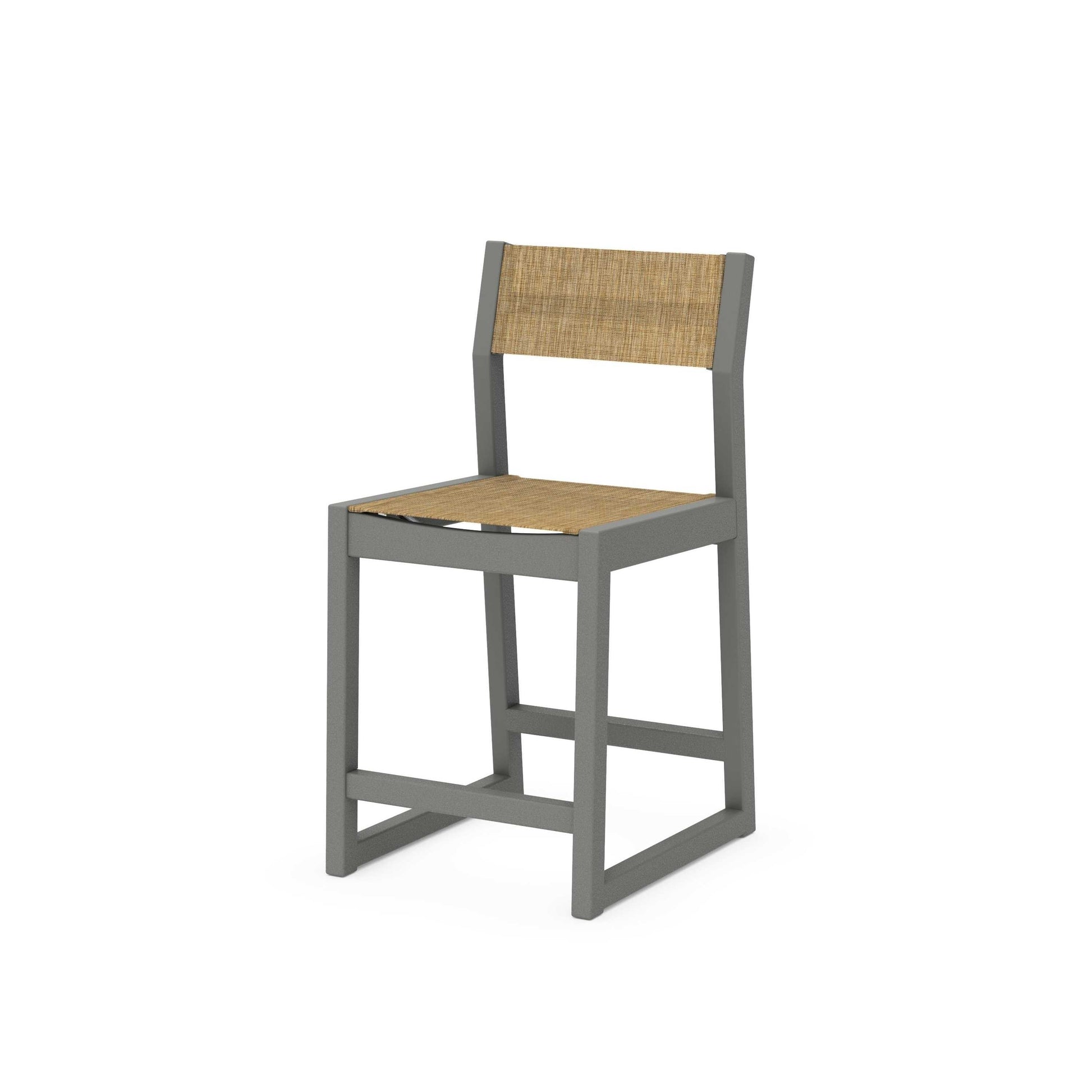 POLYWOOD EDGE Sling Counter Side Chair — Slate Grey / Burlap Sling