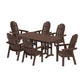 POLYWOOD Vineyard Curveback Adirondack Chair 7-Piece Dining Set — Mahogany