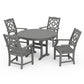 POLYWOOD Chinoiserie 5-Piece Round Farmhouse Dining Set — Slate Grey