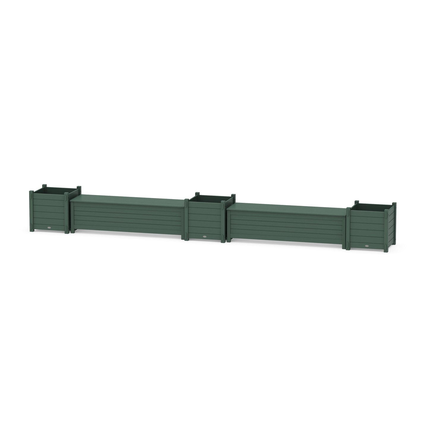 POLYWOOD 60" Nautical Straight Double Planter Storage Bench Set- Large — Green