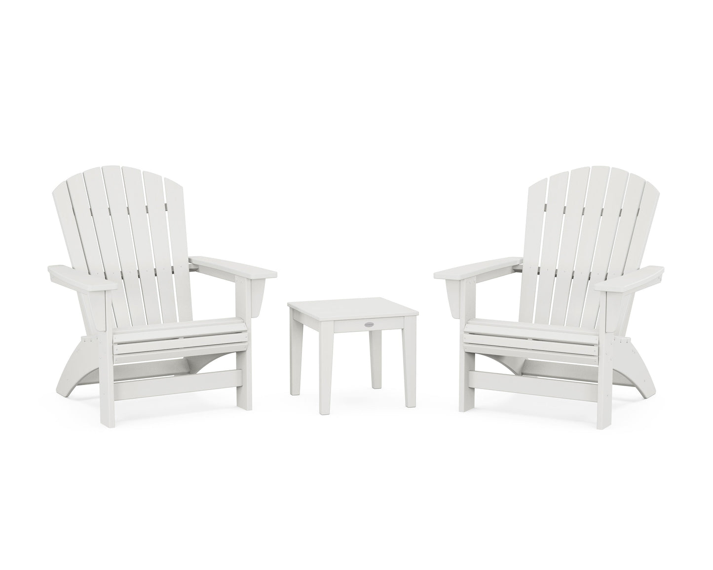 POLYWOOD 3-Piece Nautical Grand Adirondack Set — Vintage White