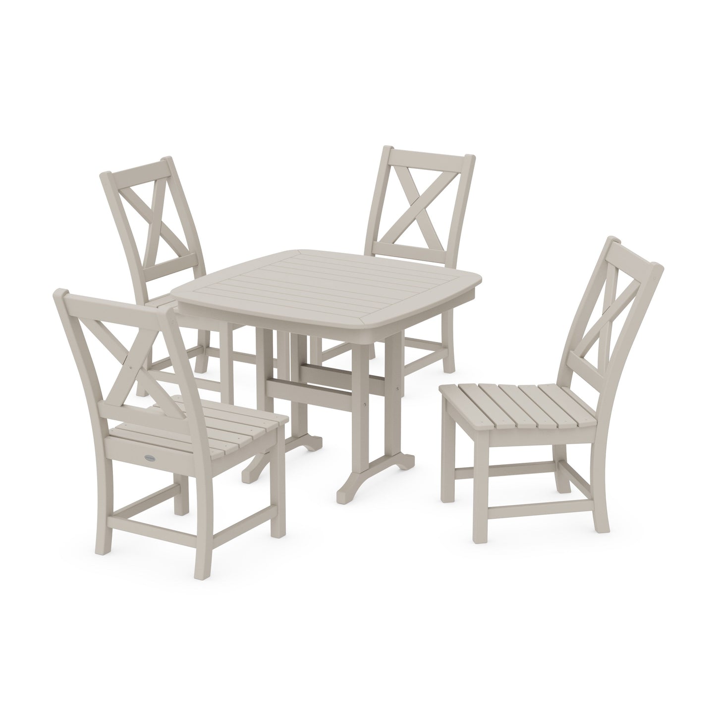 POLYWOOD Braxton Side Chair 5-Piece Dining Set — Sand