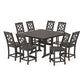 POLYWOOD Chinoiserie 9-Piece Square Farmhouse Side Chair Counter Set with Trestle Legs — Vintage Coffee