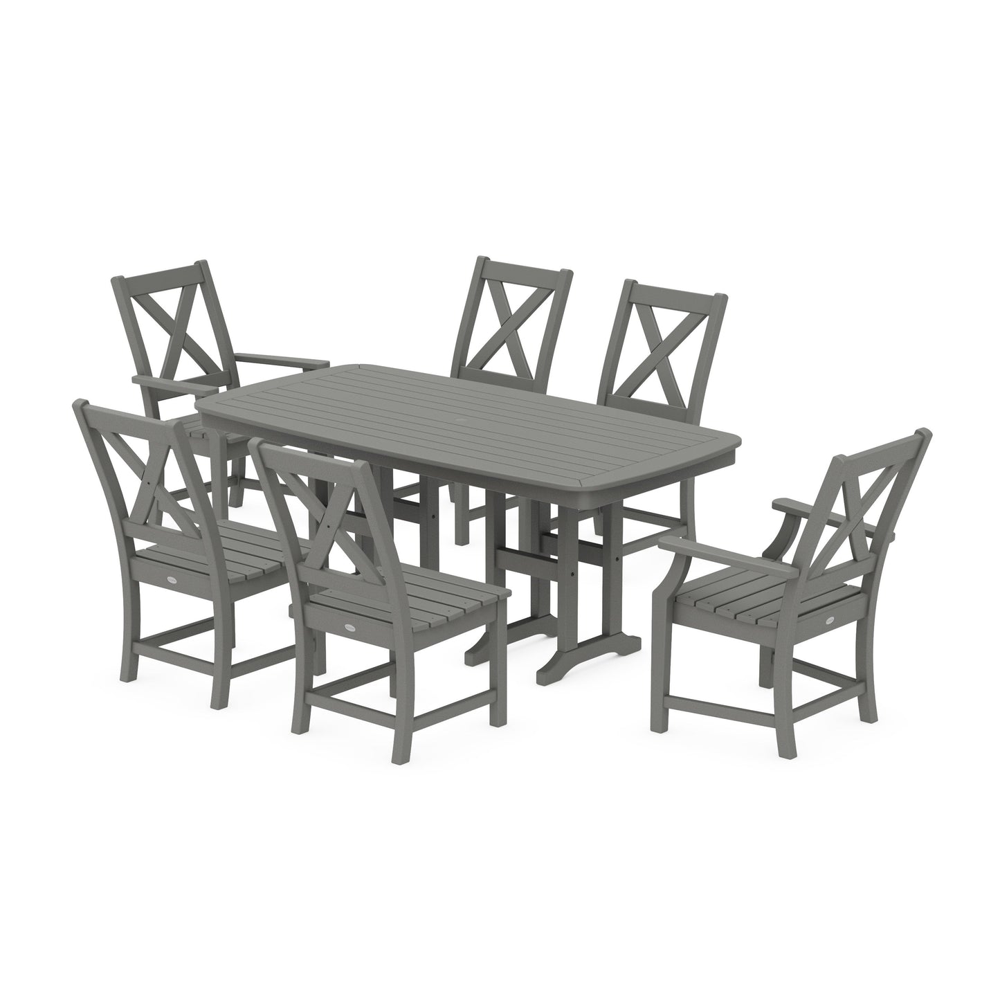 POLYWOOD Braxton 7-Piece Dining Set — Slate Grey