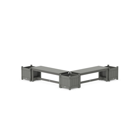 POLYWOOD 48" Vineyard L- Shaped Planter Bench Corner Set — Slate Grey