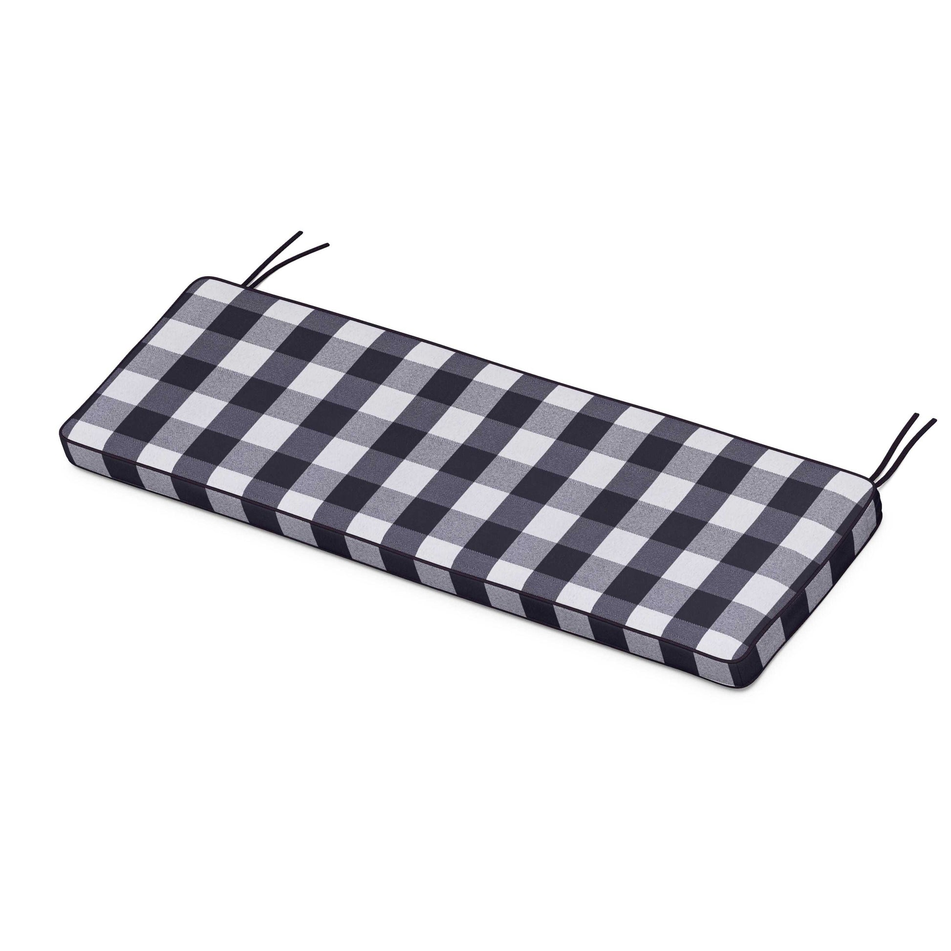 POLYWOOD Chinoiserie Bench Seat Cushion — Buffalo Plaid Navy