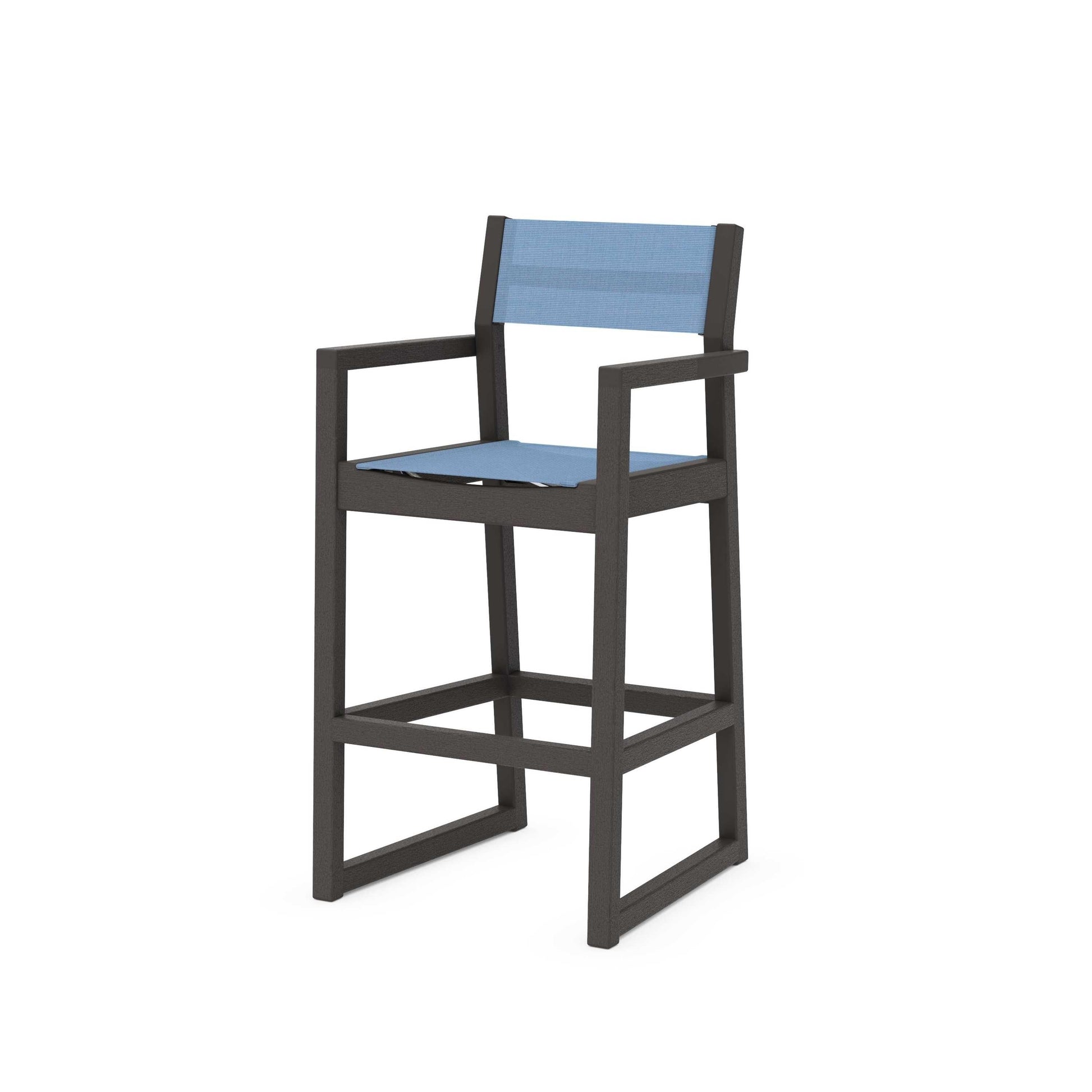 POLYWOOD EDGE Sling Bar Arm Chair — Vintage Coffee / Poolside Sling