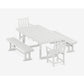 POLYWOOD Traditional Garden 5-Piece Dining Set with Benches — White