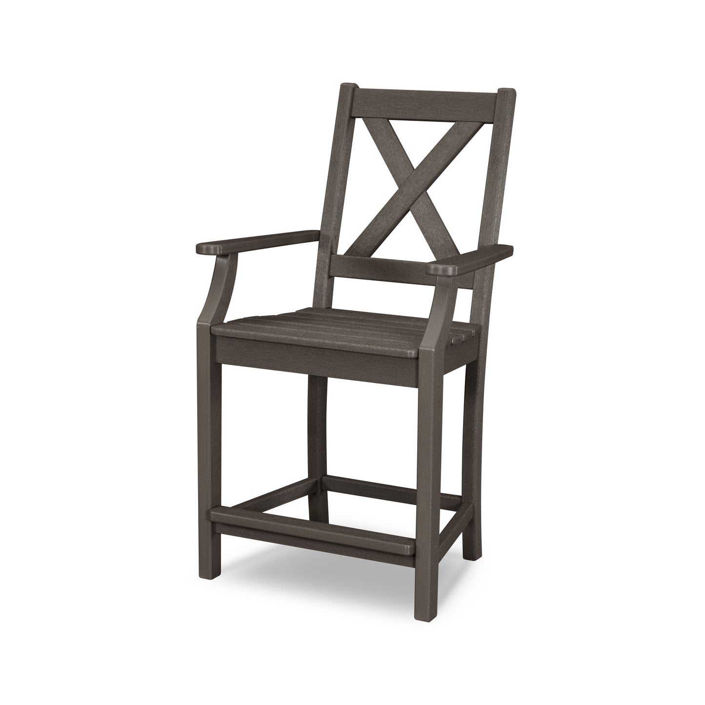 POLYWOOD Braxton Counter Arm Chair — Vintage Coffee