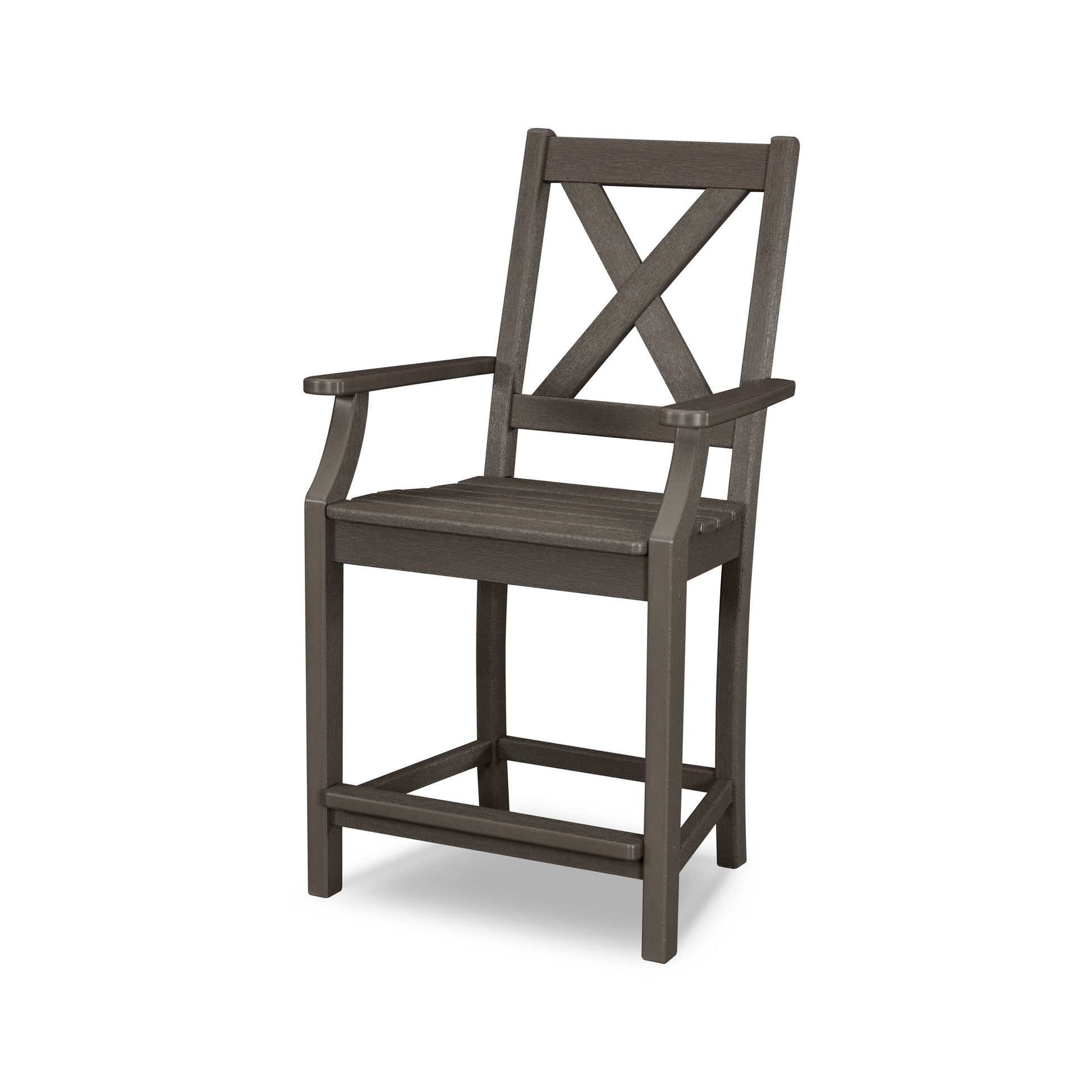 POLYWOOD Braxton Counter Arm Chair — Vintage Coffee
