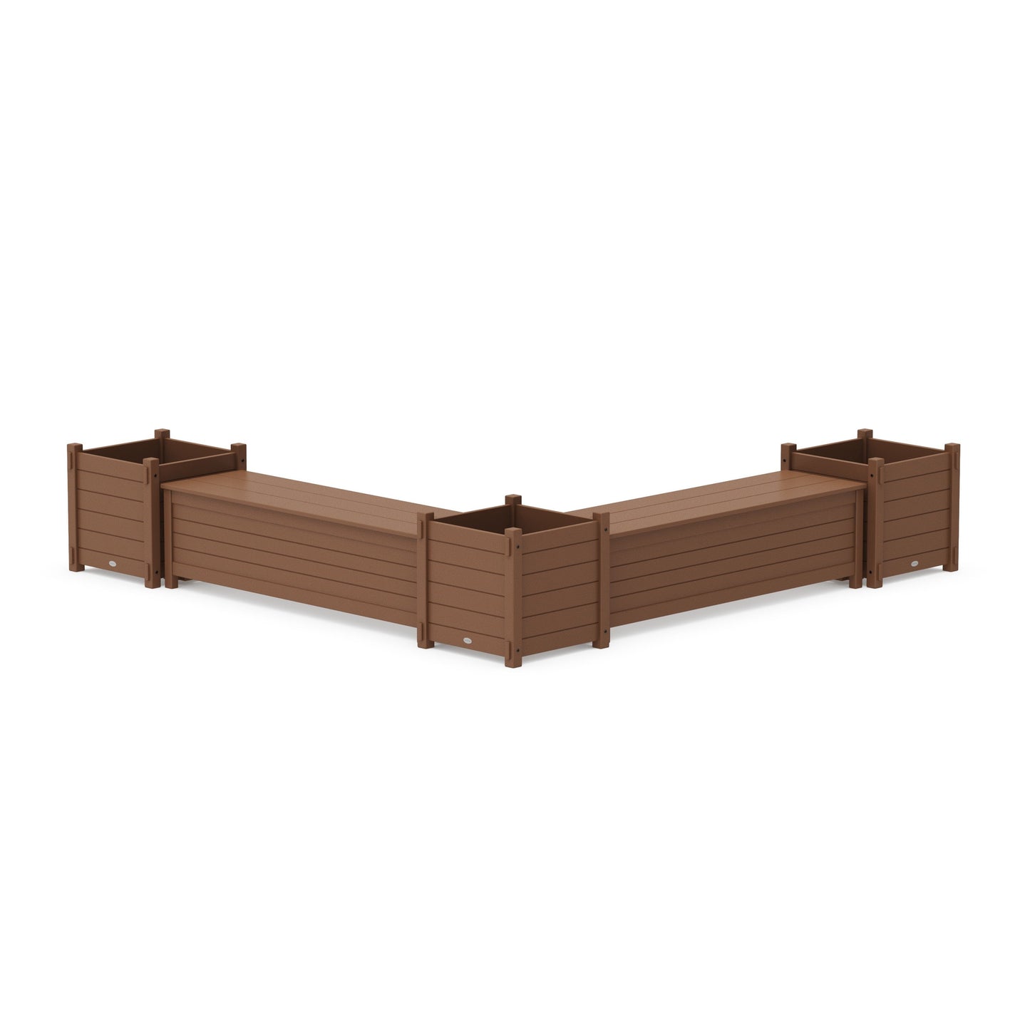 POLYWOOD 60" Nautical L- Shaped Planter Storage Bench Corner Set- Large — Teak