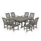 POLYWOOD Chinoiserie 9-Piece Square Farmhouse Dining Set with Trestle Legs — Driftwood