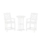 POLYWOOD Chinoiserie 3-Piece Farmhouse Bistro Counter Set — White