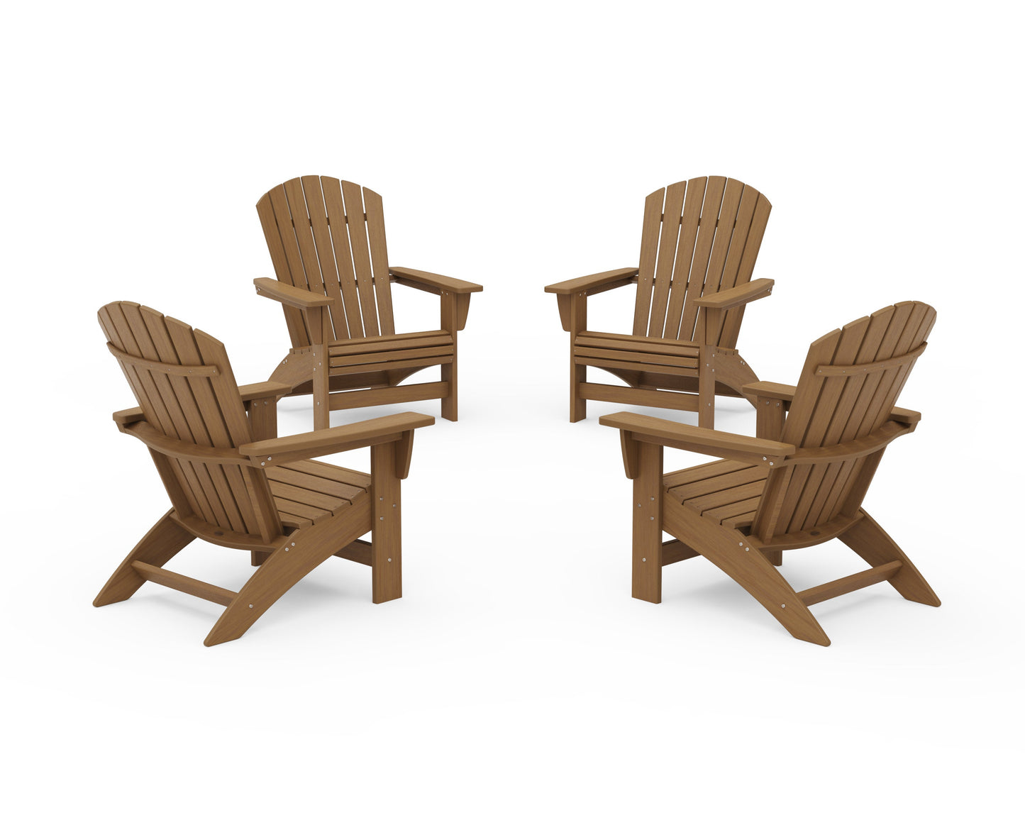 POLYWOOD 4-Piece Nautical Grand Adirondack Chair Conversation Set — Natural