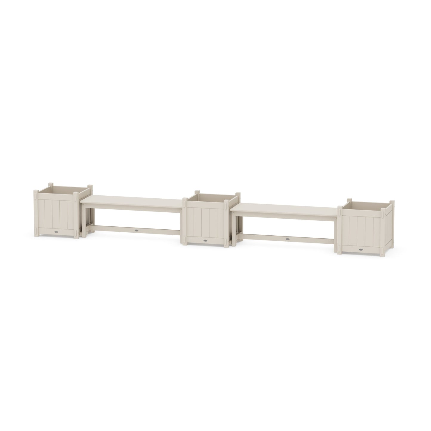 POLYWOOD 48" Vineyard Straight Double Planter Bench Set - Large — Sand