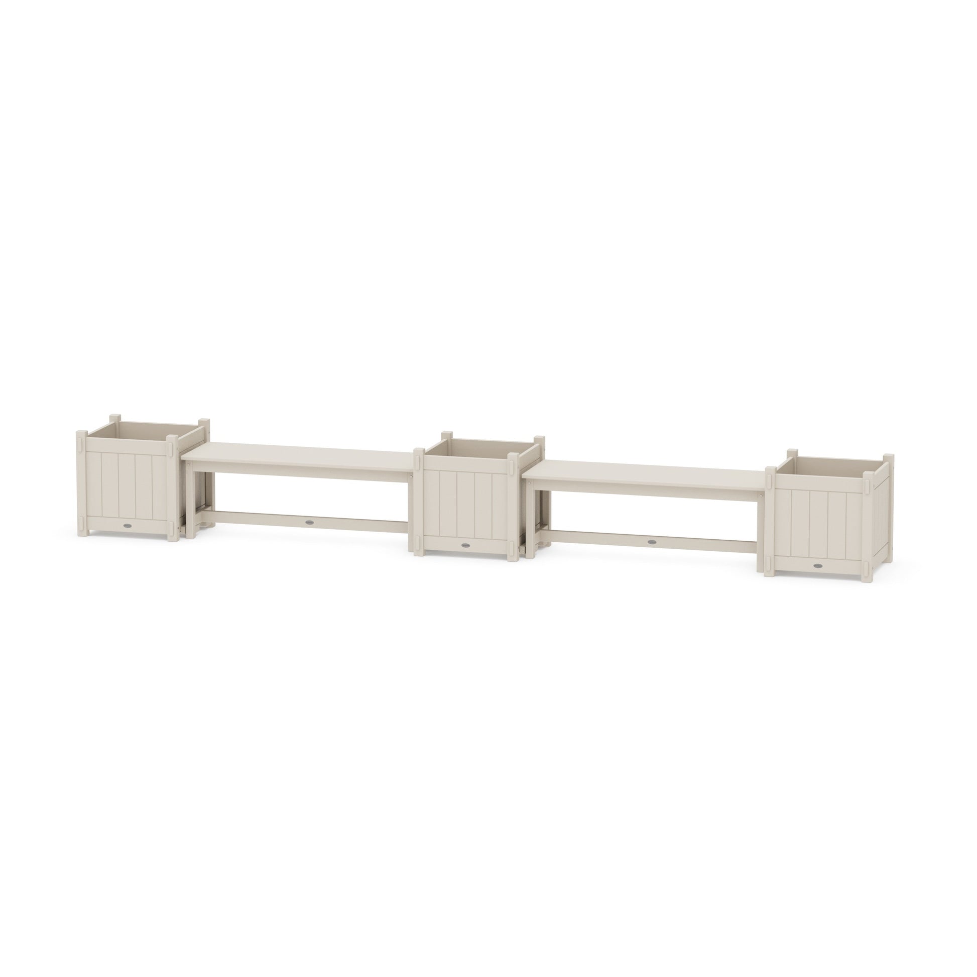 POLYWOOD 48" Vineyard Straight Double Planter Bench Set - Large — Sand