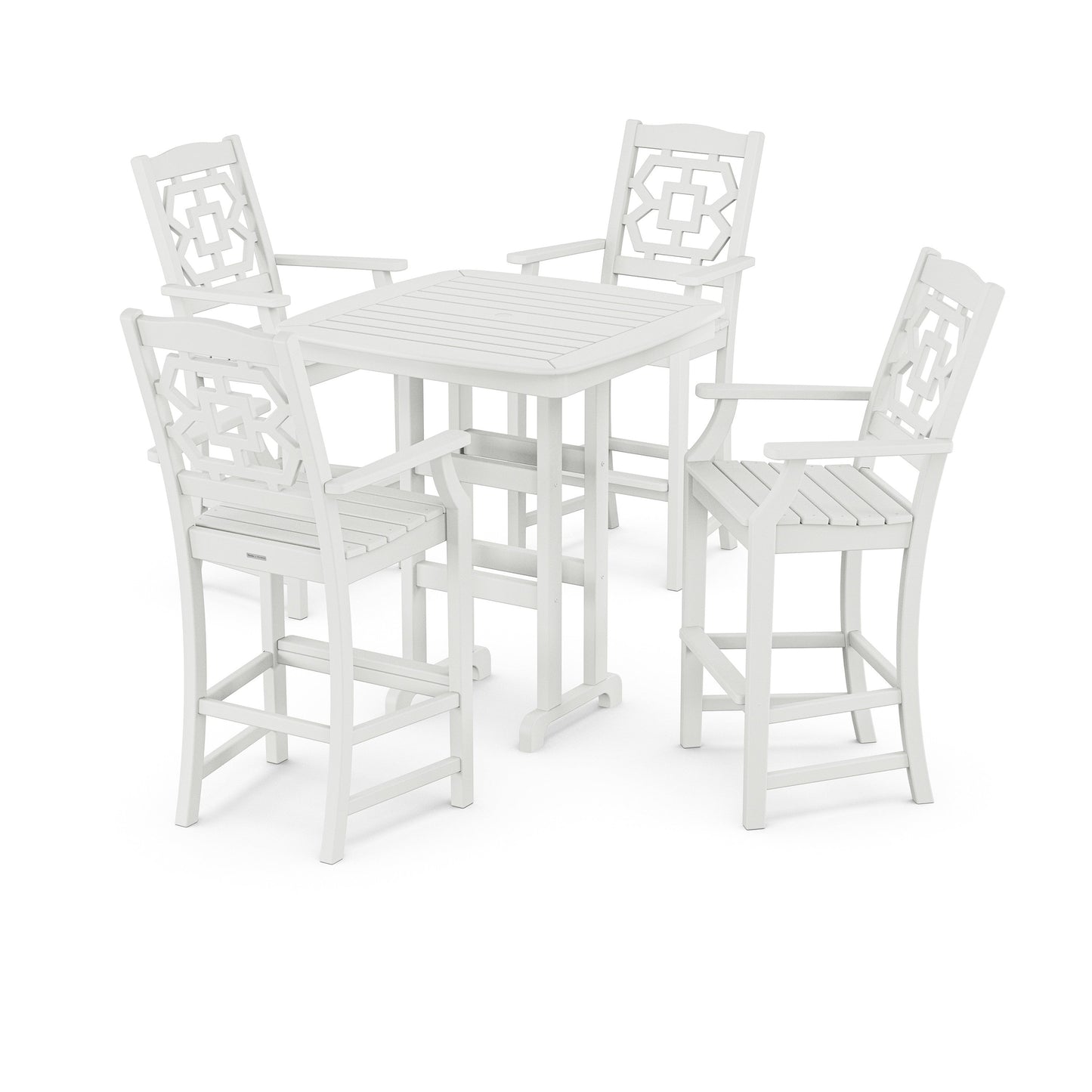 POLYWOOD Chinoiserie 5-Piece Bar Set — White