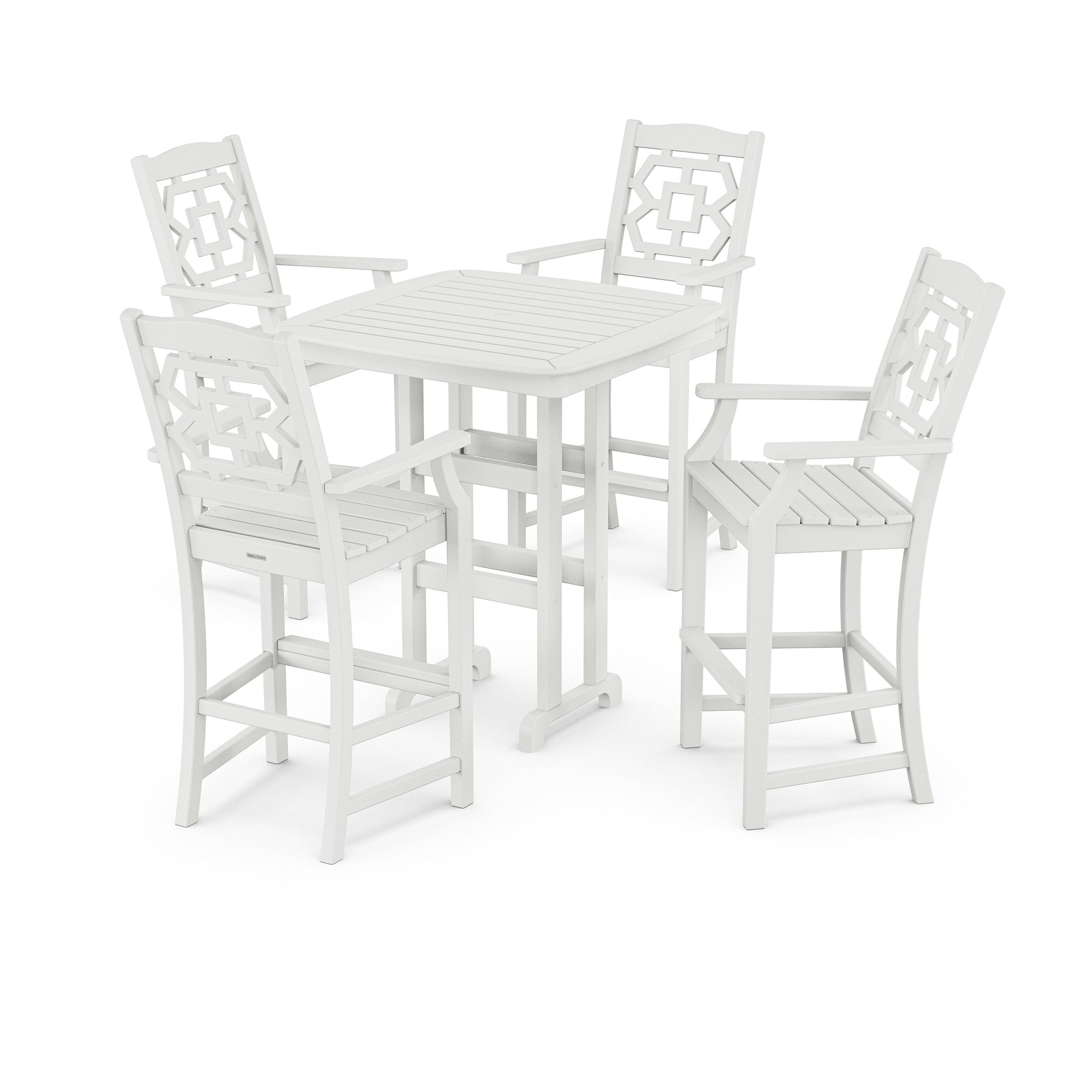 POLYWOOD Chinoiserie 5-Piece Bar Set — White