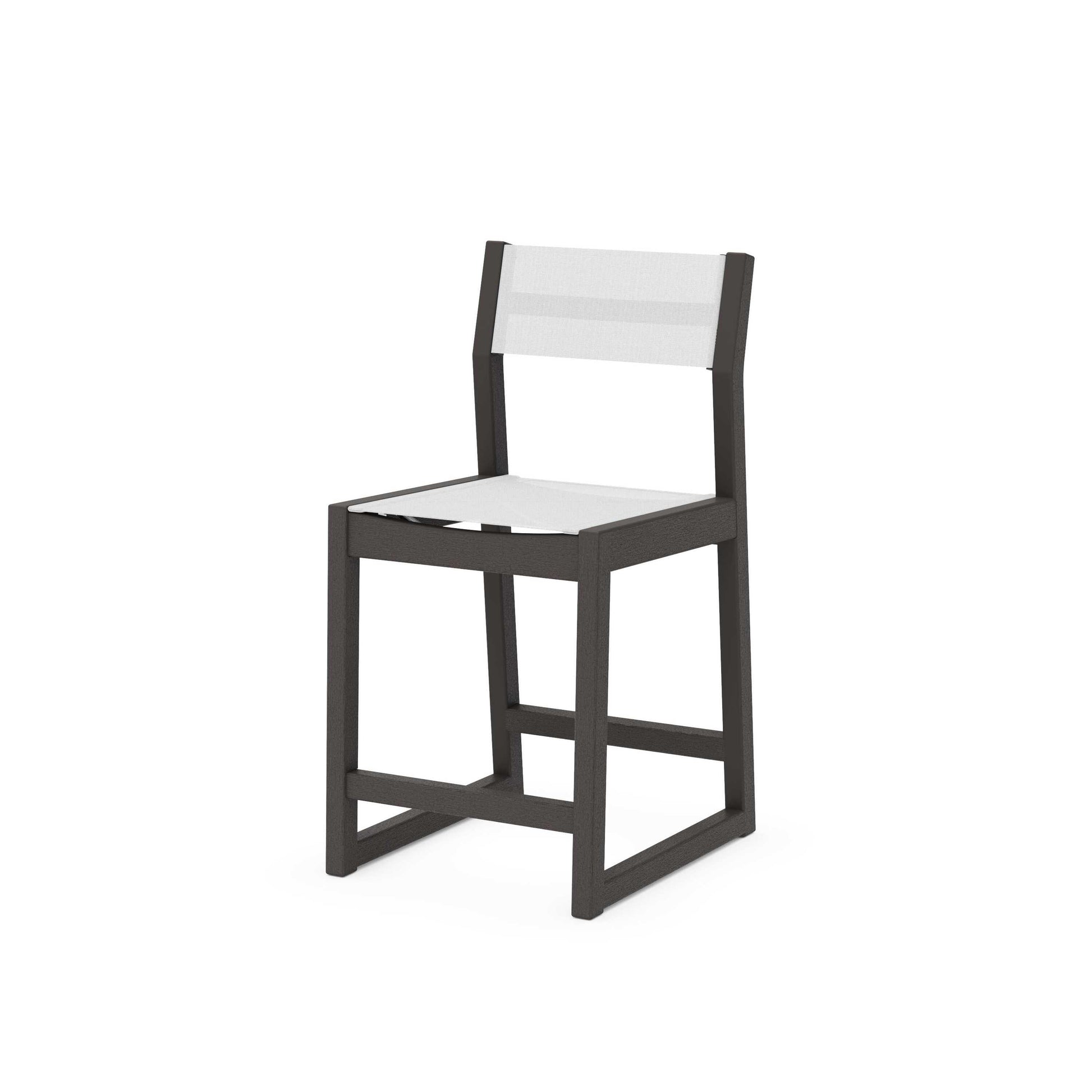 POLYWOOD EDGE Sling Counter Side Chair — Vintage Coffee / White Sling