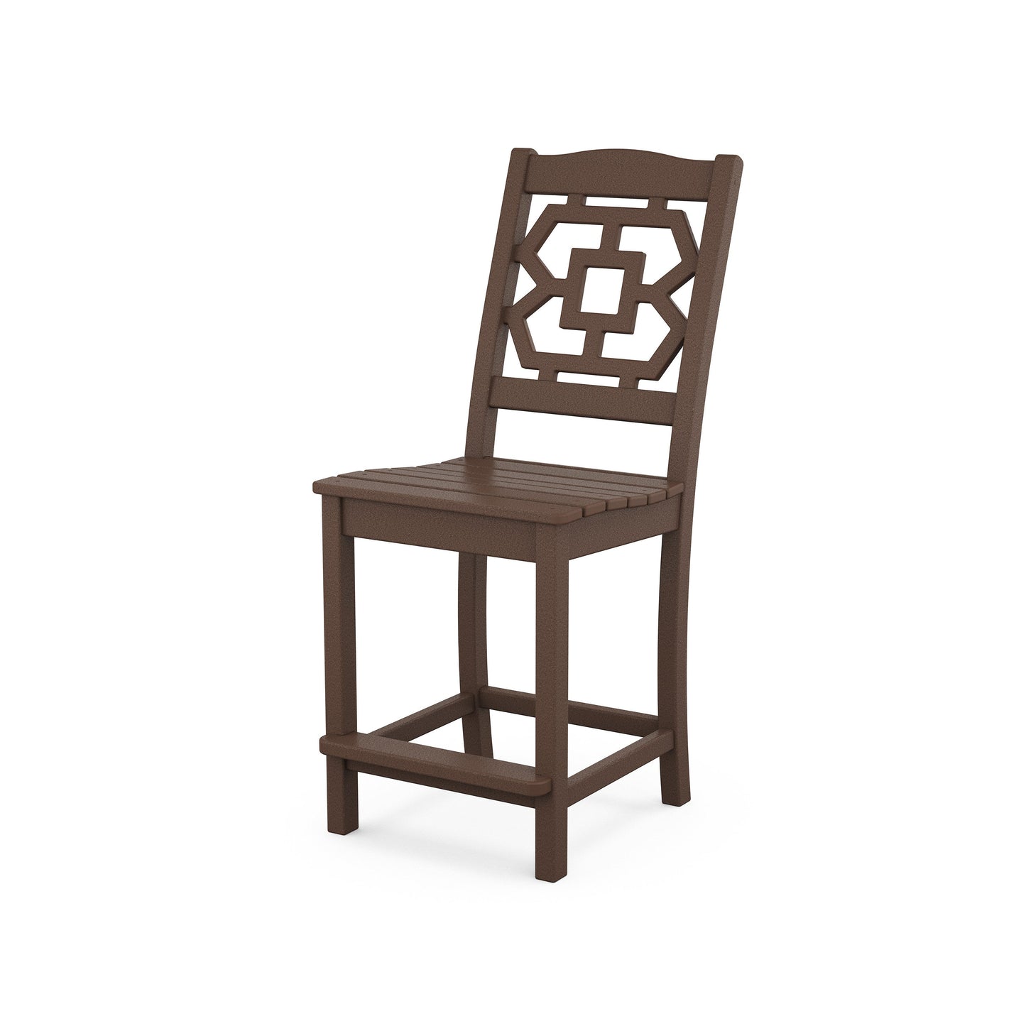 POLYWOOD Chinoiserie Counter Side Chair — Mahogany