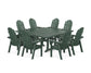 POLYWOOD Vineyard Curveback Adirondack 9-Piece Square Farmhouse Dining Set with Trestle Legs — Green