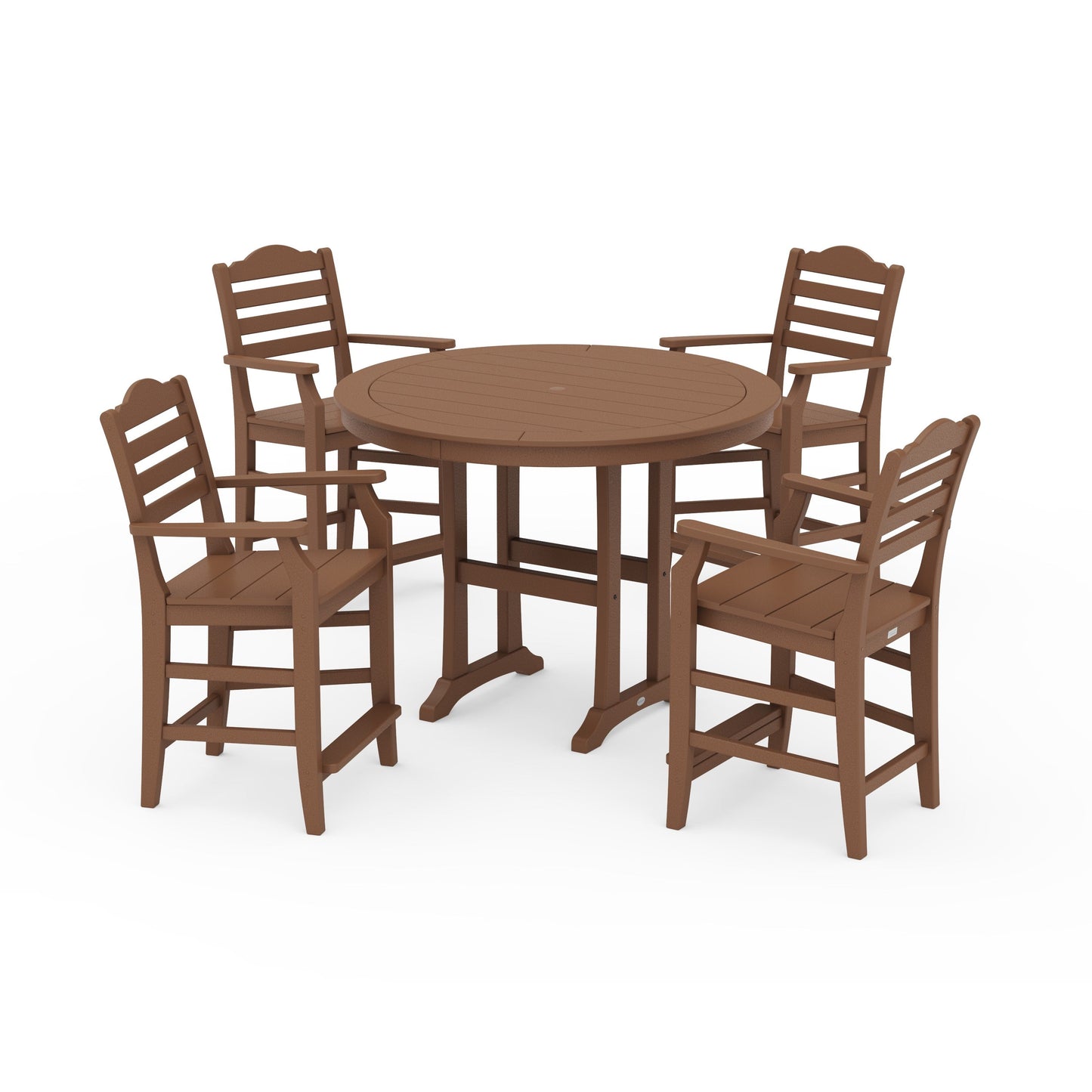 POLYWOOD Savannah 5-Piece Round Counter Set — Teak