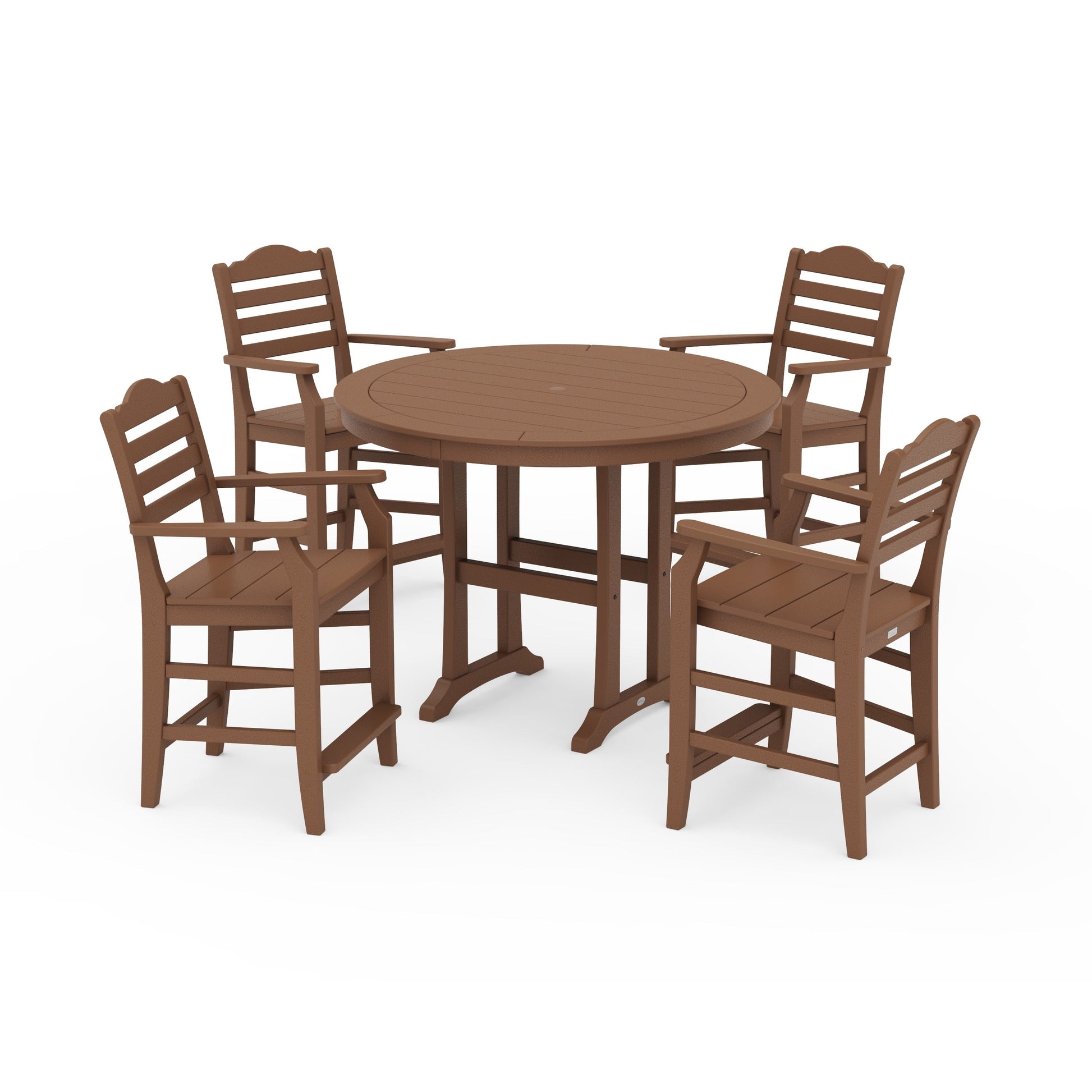 POLYWOOD Savannah 5-Piece Round Counter Set — Teak