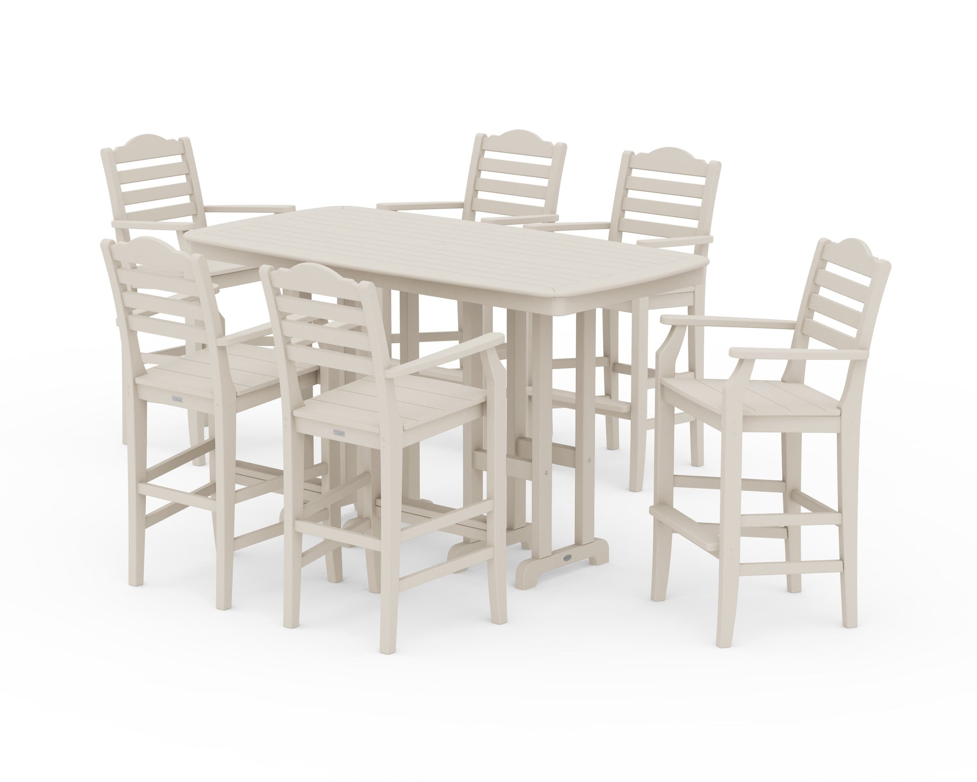 POLYWOOD Savannah Arm Chair 7-Piece Bar Set — Sand