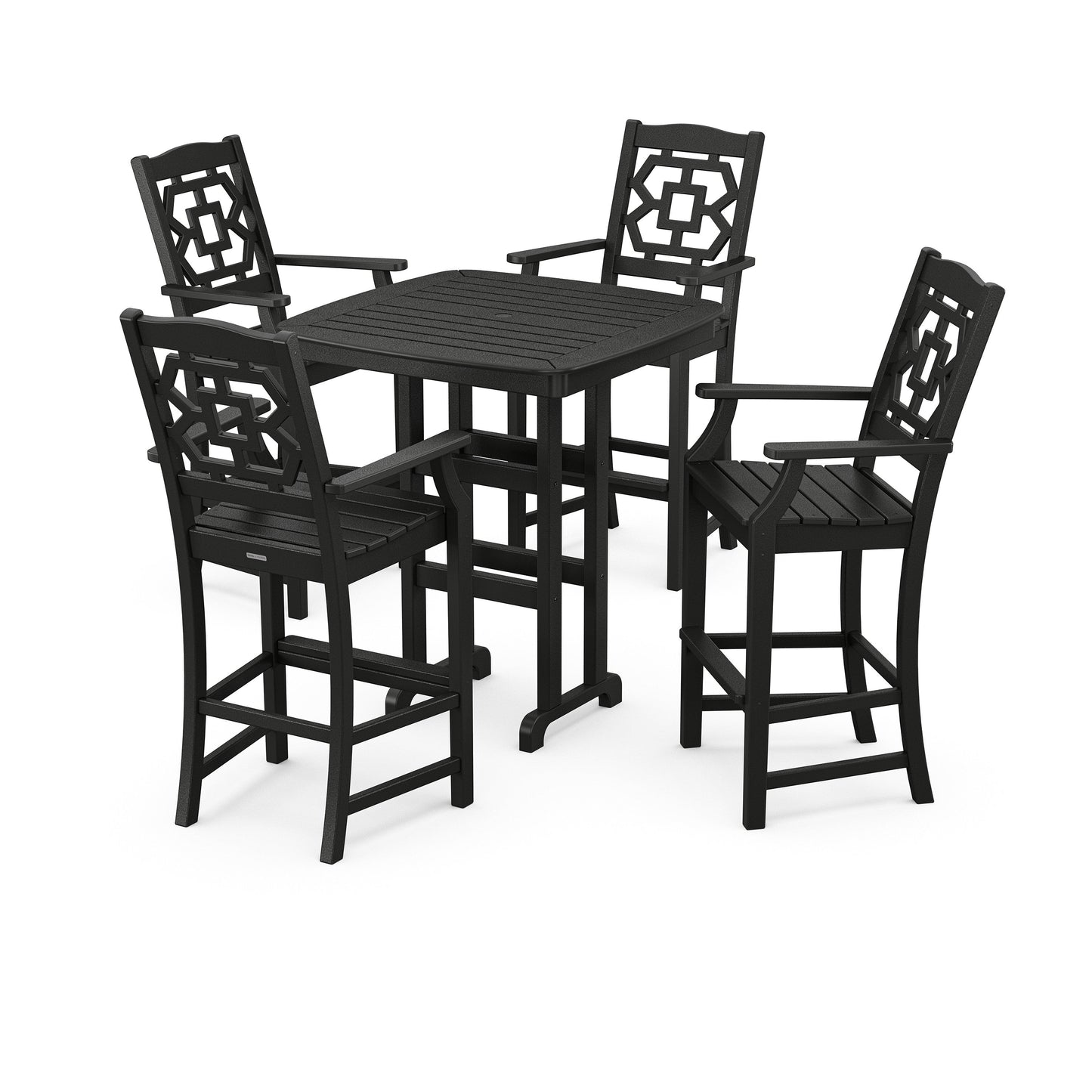 POLYWOOD Chinoiserie 5-Piece Bar Set — Black