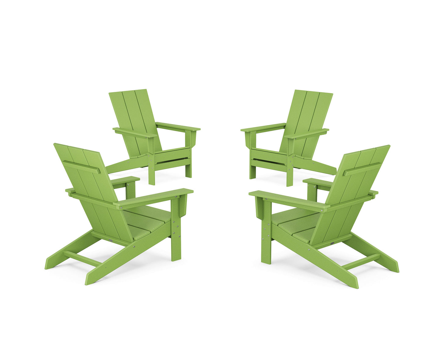 POLYWOOD 4-Piece Modern Studio Adirondack Chair Conversation Set — Lime