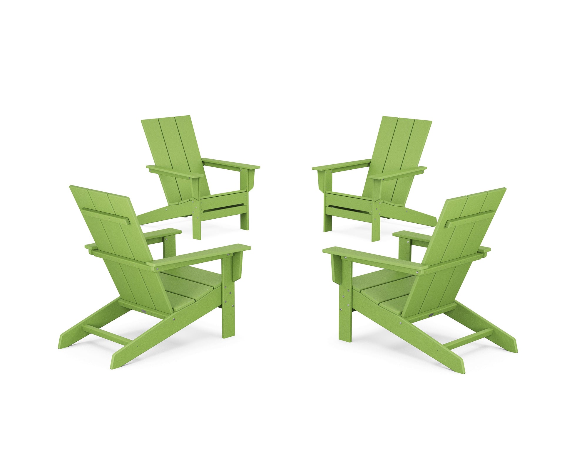 POLYWOOD 4-Piece Modern Studio Adirondack Chair Conversation Set — Lime