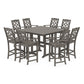 POLYWOOD Chinoiserie 9-Piece Square Bar Set with Trestle Legs — Driftwood