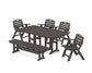 POLYWOOD Nautical Lowback 6-Piece Farmhouse Dining Set with Bench — Vintage Coffee